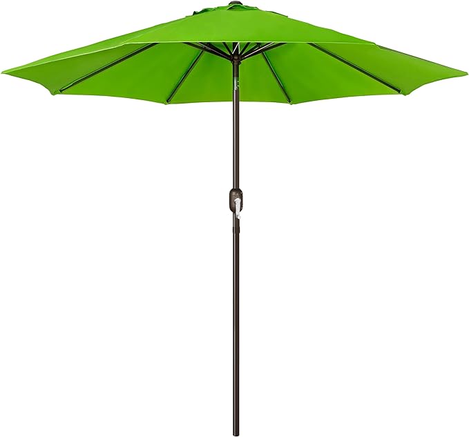 Blissun 9' Outdoor Patio Umbrella, Outdoor Table Umbrella, Yard Umbrella, Market Umbrella with 8 Sturdy Ribs, Push Button Tilt and Crank