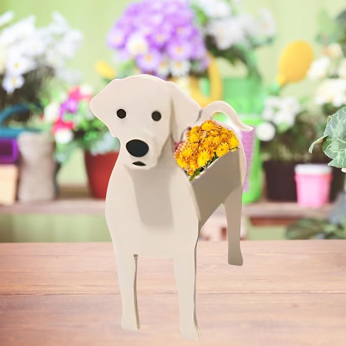 White Labrador Dog Planter Plant Pots,Cute Large Dog Flower Planter,Gifts for Pet Lovers,Unique Animal Plant Pots,Office,Indoor Outdoor Garden Decor(9.84 * 7.87 * 17in)