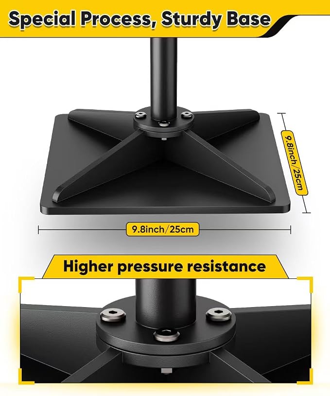 10" x 10" Heavy Duty Steel Tamper with 44.7 inch Adjustable Handle & Rubber Grip, Thickened Steel Garden Dirt Tamper Tool for Ground & Gravel Leveling, Soil Tamper for Yard, Sand, Driveway