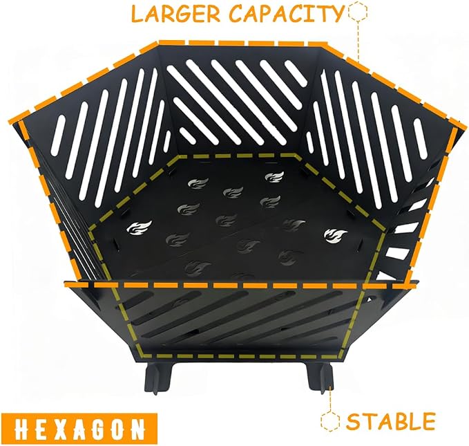 26-inch Outdoor Portable Wood-Burning Fire Pit with Carry Bag, Log Stove Fireplace for Camping, Backyard, Garden, Patio and Beach