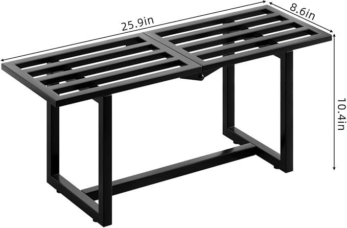 Plant Stand Indoor Outdoor, Foldable Metal Plant Shelf for Multiple Pots, Mid Century Slatted Bench for Patio Garden, Heavy Duty Capacity 330 lbs 2 Pack Black