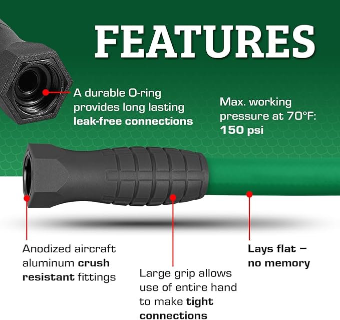 Flexzilla Colors SwivelGrip Garden Hose 5/8 in. x 75 ft., Lightweight All-Weather Water Hose, Durable and Flexible, Leak-Free Connections, Forest Green