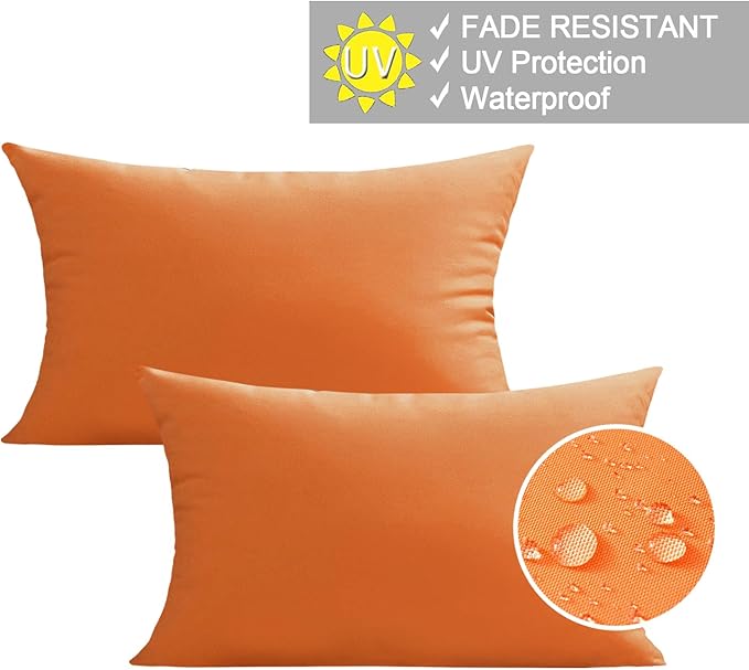 VAKADO VAKADO12x20Fall Outdoor Lumbar Waterproof Throw Pillow Covers Set of 2 Decorative Pumpkin Patio Furniture Sunbrella Cushion Cases Outside Decor for Couch Garden Bench Porch
