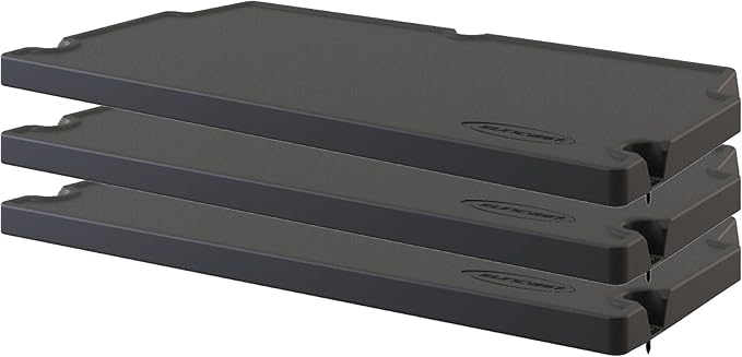 Suncast 3 Pack Vertical Shed Shelf Kit, Space Saving Shelving for Wall Mount Outdoor Storage Structures, 27.75" W x 14.5" D x 1.25" H, Black