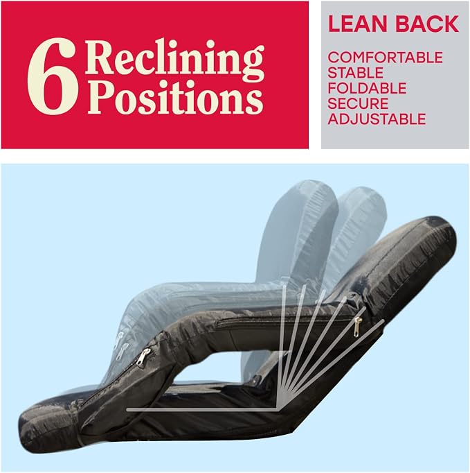 POP Design The Original Hot Seat, Portable Heated Stadium Seat for Bleachers, Reclining Arm and Back Support, Thick Cushion (USB Battery Not Included)