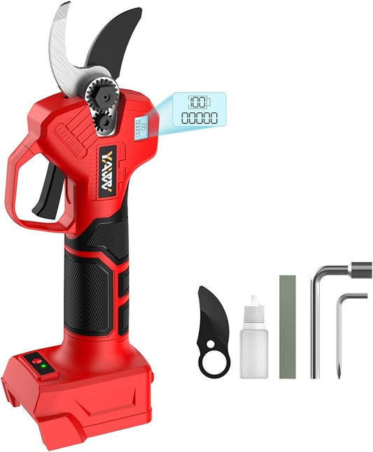 Electric Pruning Shears for Milwaukee M18 Battery, Portable Cordless Pruning Shears with LCD Display＆SK5 Blades, Adjustable Cutting Diameter 0.8-1.2 Inch for Gardening Tree Pruning(NO Battery)