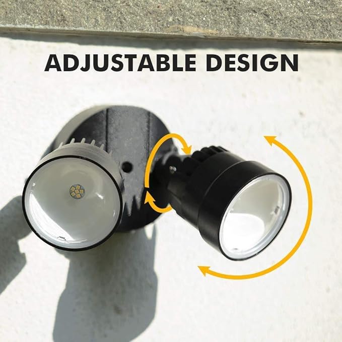 LUTEC 2 Packs P6221B 2000 Lumen 18 Watt 28 LED Dual-Head Flood Light Outdoor, Waterproof Exterior Security Wall Light for Patio, Garden,Yard-Black