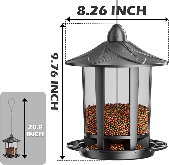 Birdream Bird Feeders for Outdoor Hanging, Assembly Required, 1-Min Easy Setup, Charming Castle Design, Attracting Cardinals Chickadees Goldfinches & Sparrows - Black