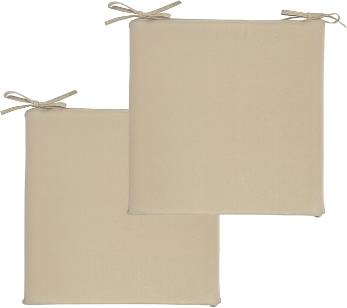 Outdoor Seat Cushions, Water-Resistant Stain-Resistant Weather Resistant Outdoor Chair Cushions Square Corner Patio Chair Cushions Set of 2, 18.5"x18.5"x2.7",Beige