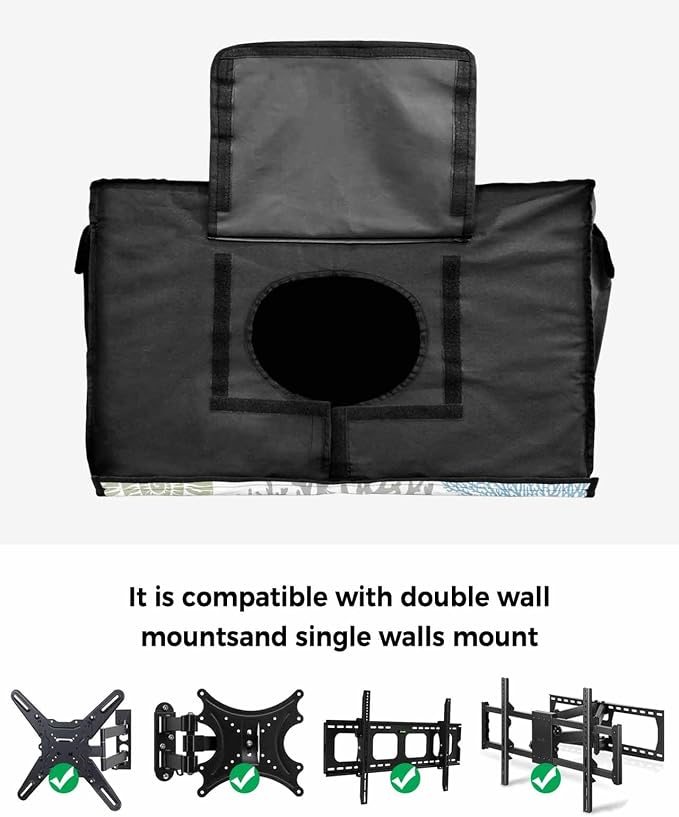 Coastal Outdoor TV Cover 30 to 32 Inches Weatherproof & Waterproof, Summer Beach Blue Teal Coral Outdoor TV Enclosure with Remote Control Pocket, Nautical Starfish TV Screen Protectors for Outside TV