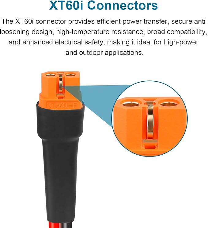 XRDS -RF Solar Panel Adapter Cable to XT60i 8FT - 10AWG XT60i Female Solar Cable Tinned Copper Wire with PVC Jacket, XT60i Solar Extension Cable for Power Station and Portable Generator