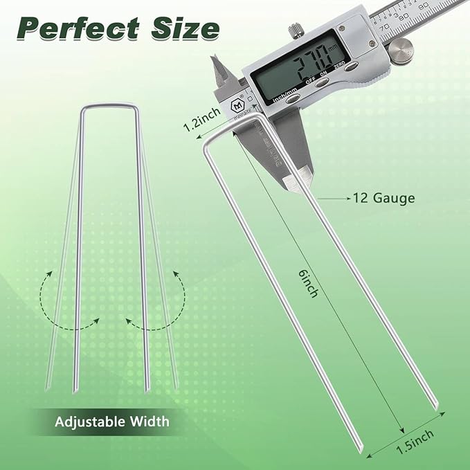 FEED GARDEN 4 Inch Galvanized Landscape Staples, 12 Gauge Anti-Rust Garden Stakes, Weed Barrier Stakes 500 Pack