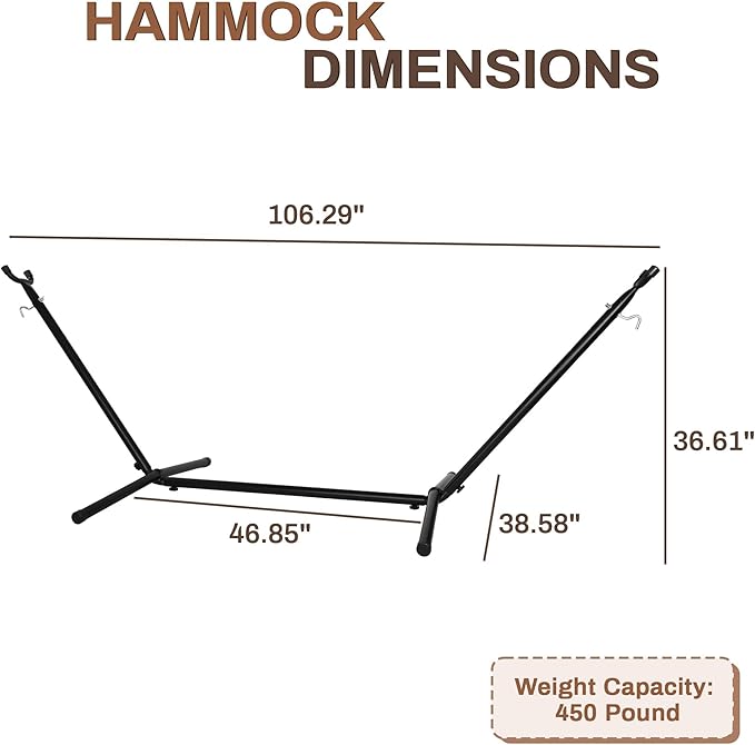 Elevon Hammock Stand, Heavy Duty Adjustable Steel Hammock, 9-Foot, 450-Pound Capacity, Weather Resistant and Easy to Assemble
