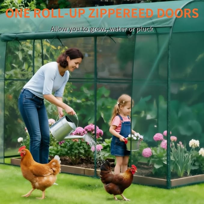 Crop Cages for Garden Plant, Plant Protection Tent with Zippered Door, Raised Bed Cover, Garden Bed Cover with Frame, Wind-Resistant Plant Cages for Outdoor Plants Vegetable Flower 130''*43''*71''