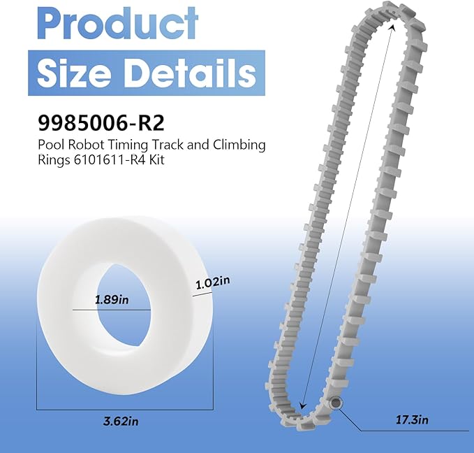 Pokin Pool Cleaner Accessories, The Climbing Ring Replacement 6101611-R4, Timing Track 9985006-R2 and 3884997-R6 Guide Wheels Pulley Gears Combo Kits for Maytronics Dolphin Nautilus cc Plus Parts