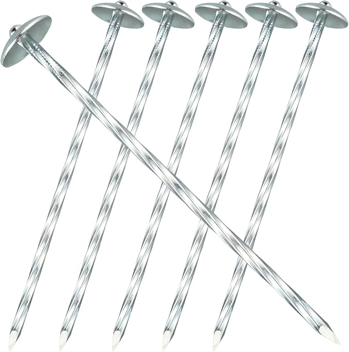 Landscape Stakes - Garden Edging Spikes Pins - New Umbrella-Type Design 5'' Galvanized Lawn Staples for Weed Barrier Fabric, Tent, Etc (200 Pack)