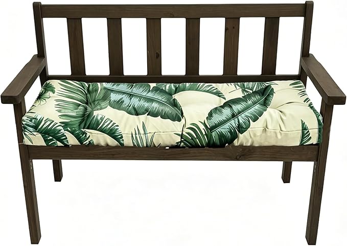 40x20in Outdoor Bench Cushion Waterproof Porch Swing Seat Cushions Floral Thicken Patio Bench Seat Pad Beige Green