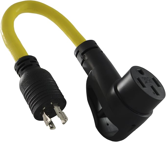 Conntek 15875 RV-Generator Adapter L14-20P 20A 4Prong Locking Plug to 14-50P 50A 125/250V Lighted Adapter, 1.5-Feet