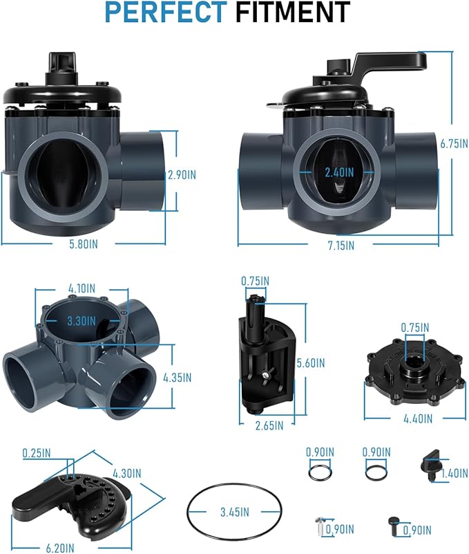 2 Inch 3 Way Diverter Valve Suitable for Ground Pool and Spa System Replace Part for 263028 3 Port Valve