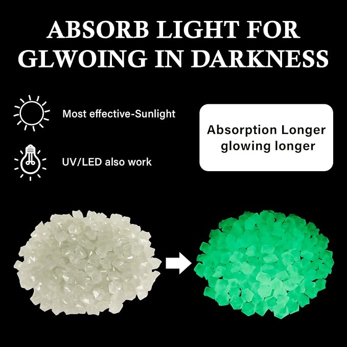 Night Glow Acrylic Stones - Glowing Luminous Rocks Starry Decor for Gardens, Aquariums, and Landscaping, 400pcs Green