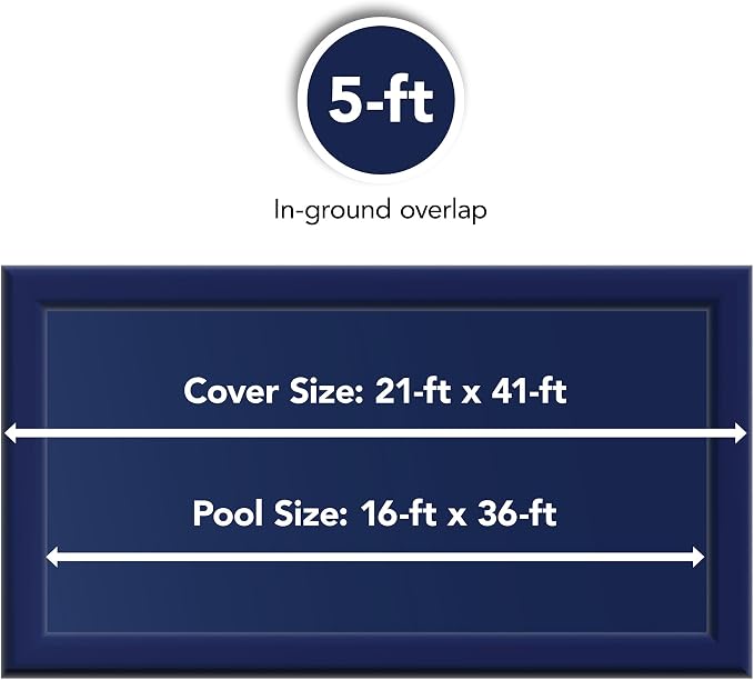 Blue Wave BWC960 Gold 15-Year 16-ft x 36-ft Rectangular In Ground Pool Winter Cover,Royal Blue | Solid polyethylene, black underside, heat-sealed seams, grommets, cable, winch, 5-ft overlap, 15-yr support, blocks debris