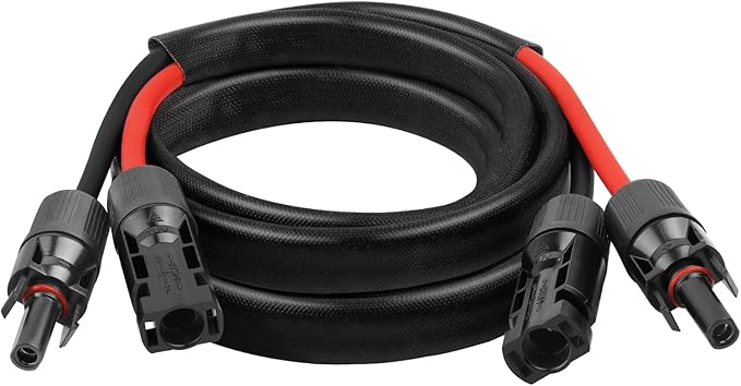 10AWG Solar Cable - 5FT Solar Panel Extension Cord 10 Gauge PV Wire with Flame Retardant Protective Sleeving Female & Male Waterproof Connector for RV, Photovoltaic Systems, Solar Panels (5 Feet)