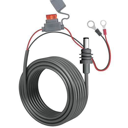 Starlink Mini Direct Battery Power Cable, 10M/32.8FT, 18AWG DC Power Cable with Fuse Holder for Starlink Mini, 12V-48V Input, Battery Ring Terminals for RV, Boat, Off-Grid Solar (10M)