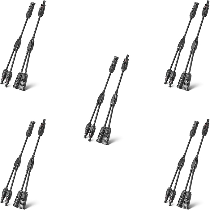 Solar Panel Connector 2 to 1 Solar Splitter 2 Way 1000V Y Branch Cable 1 to 2 Solar Panel Parallel Connectors Parallel Adapter (5 Pair 2 to 1)