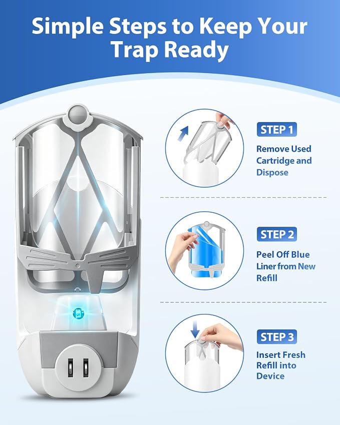 UBeesize 16 Pack Insect Trap Refill Cartridges, 2026 Upgraded Strong Adhesive Refills for Indoor Plug-in Bug Traps, Compatible with M364 and Max Devices, Easy to Replace and Long Lasting