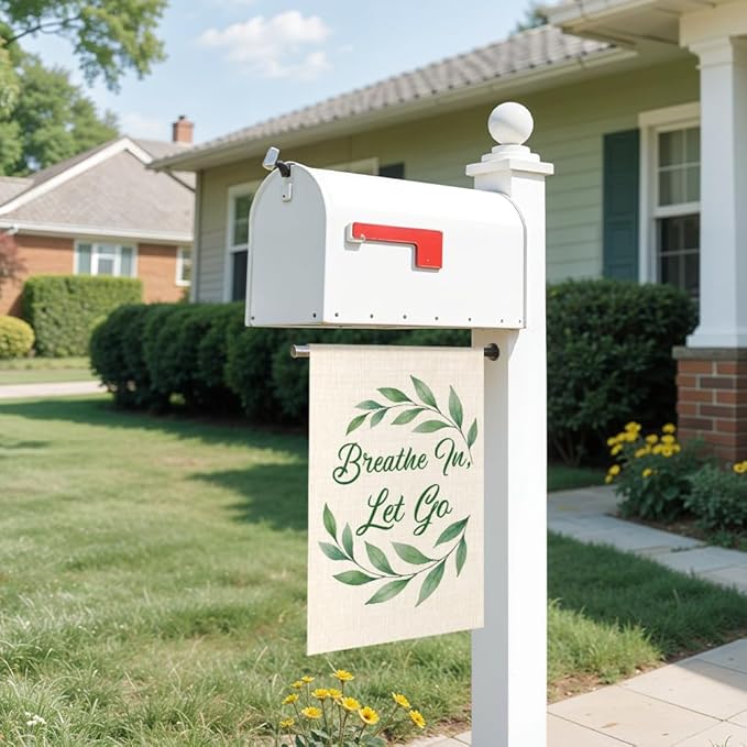 Breathe In Let Go Garden Flag Double-Sided Yard Outdoor Decoration 12x18 Inch, Calm Yard Outdoor Decoration Garden Flag Mental Health Home Banner, Therapy Patio Mindful Banner, Positive Gifts