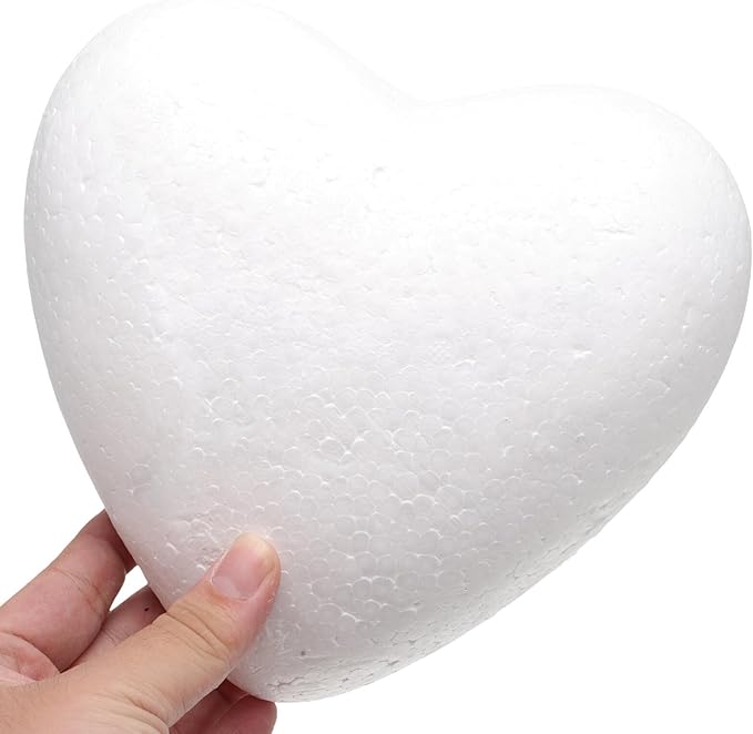 NUOBESTY 4Pcs Craft Foam Hearts Foam Hearts Balls 20cm Heart Shaped Polystyrene Painting Foam Modelling for DIY Craft Flower Arranging Wedding Decorations