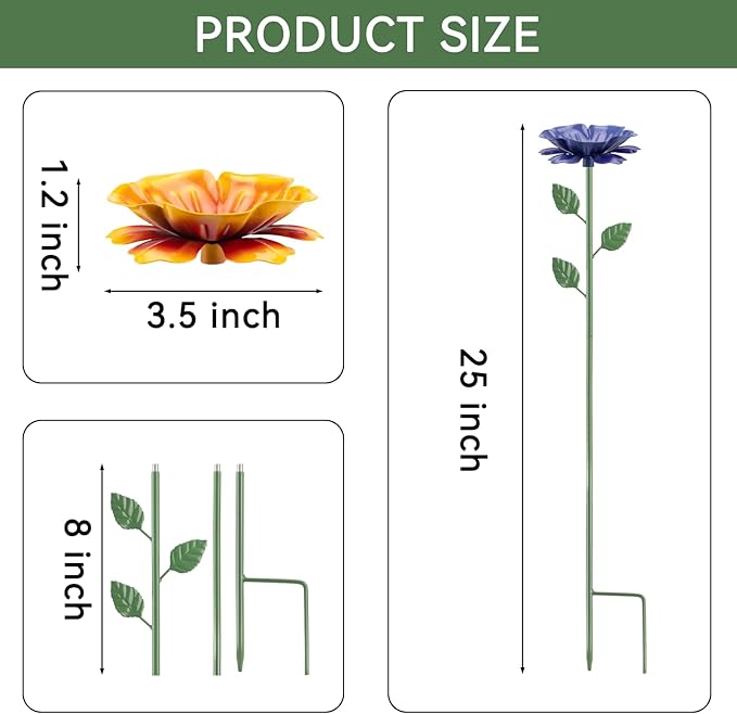 6 Pack Bee Watering Station, Bee Feeder for Garden Metal Butterfly Water Feeder with Flower Design Colorful Butterfly Bee Bath Bowl for Outdoor Garden Yard
