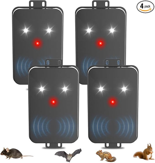 2026 Upgraded Rodent Repellent for Car Engines Mouse Repellent Ultrasonic Pest Control Repeller for Squirrel Rat Battery Operated Repellent Under Hood Keep Rodent Out of Car, Attic, Garage 4 Pack