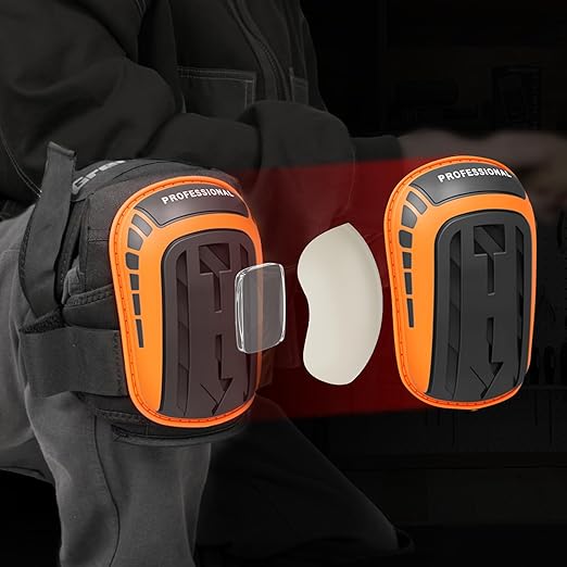 GRENPRO Professional Knee Pads for Work,Heavy Duty Thick Foam Knee Pads Tools,Knee Pad with Soft Gel Cushion for Construction,Work,Flooring,Gardening,Cleaning,Tiling,Orange