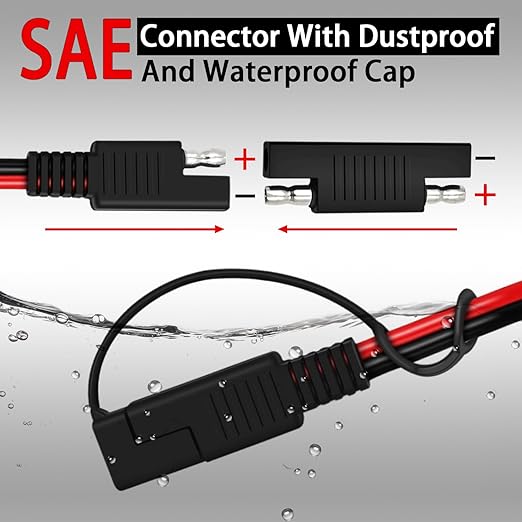 COMeap 6FT 1.8M SAE to DC8mm Male Adapter for Jackery Solar Panel, with Polarity Reverse Adapter DC7909 to DC5525/DC8020 Converter for Explorer/GZ Portable Power Station Solar Generator 14AWG