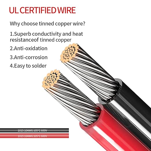 ELFCULB 2FT 10AWG SAE Battery Connectors Extension Cord Cable with 5 Fuse Compatible with Solar Generator Battery Charger,SAE to O Ring, for Solar Accessories