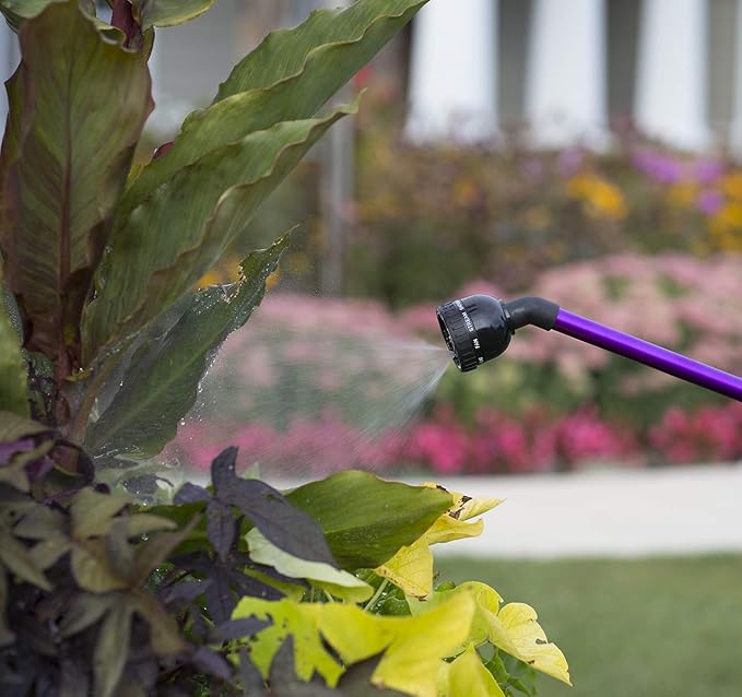 Dramm RainSelect Rain Wand – 30 Inch Aluminum Watering Wand with 9-Pattern Adjustable Spray Head & One Touch Thumb Control Valve – Garden Hose Wand for Flowers, Plants & Hanging Baskets – Green
