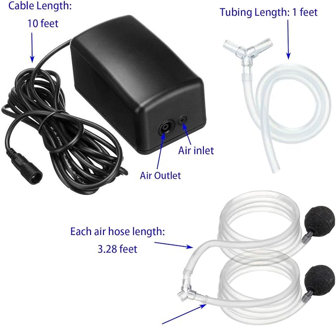 Lewisia Solar Air Pump Kit with Air Hoses and Bubble Stones 3 Working Modes Pond Aerator Bubble Oxygenator (2.5W)