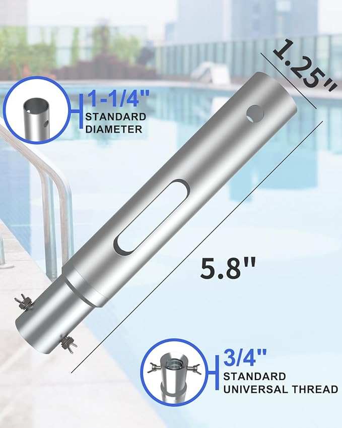 Swimming Pool Pole, Upgraded 16FT Professional Telescopic Extendable Pool Pole Aluminium Heavy Duty, Adjustable Length 4 to 16 Feet, Universal Pole for Skimmer Nets, Brushes and Vacuum Heads