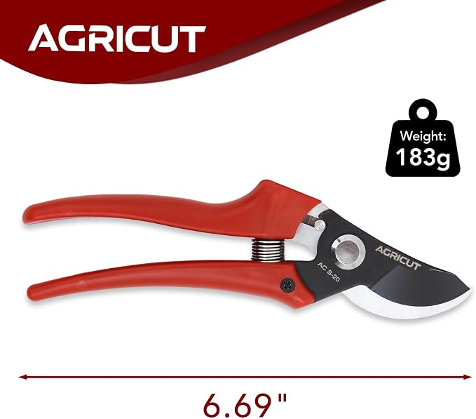AGRICUT 7" Pruning Shears Heavy Duty Professional, Made of Japanese SK5 Steel Blades, 4/5 Cut Capacity, Bypass Hand Pruners Garden Clippers for Tree Flower Branch Trimming, S20