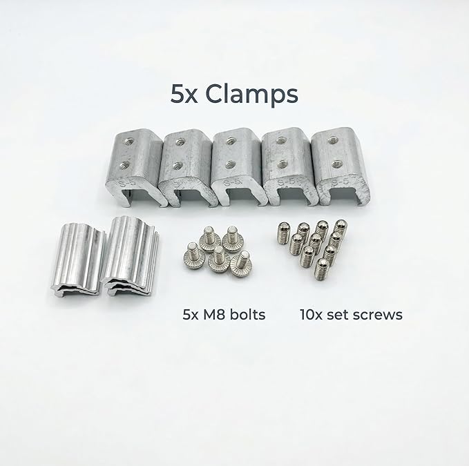 Radiant Solutions Company S5N Roof Clamp, 5-Pack for Standing Seam Metal Roof Clamps, Ideal for Heat Cable, Heat Tape, Solar Panel, Snow Guard Attachment, Made in USA