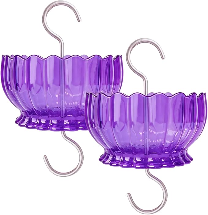 Extra Large Ant Moat for Hummingbird Feeder - Pack of 2PC x 9 OZ Capacity Insect Guard Daisy (Purple)