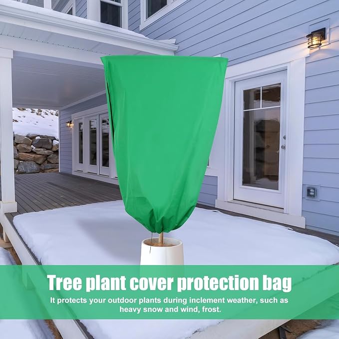 Plant Covers Freeze Protection, 4 Pack Frost Covers with Zipper Drawstring (59" x 78") Plant Protection Cover Bags for Outdoor Winter Frost Cold (Green) (59" W x 78" H(4 PCS), Green)
