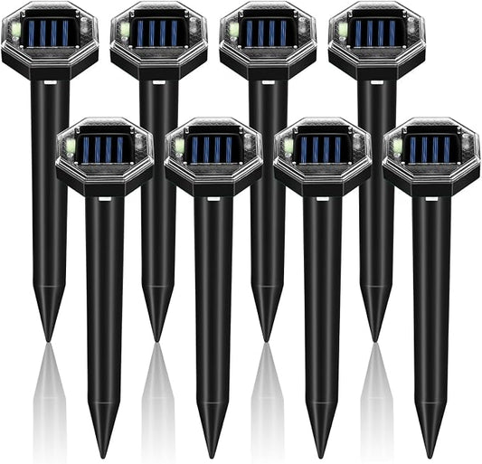 2026 New Mole Repellent Solar Powered, Ultrasonic Gopher Repellent Snake Repellent for Yard Lawn Garden, Waterproof Vole Groundhog Chipmunk Armadillo Squirrel Rodent Deterrent Stakes,8 Pack