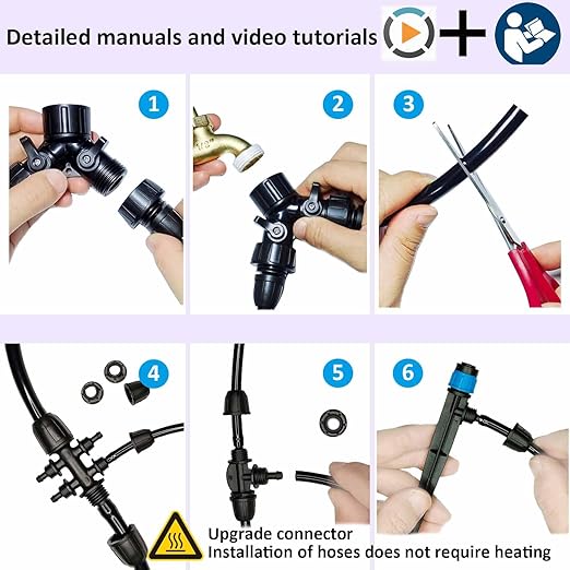 Drip Irrigation System with Water Timer Auto Watering System for Garden 5/16“ID and 1/4 Inch Pipe 162ft Adjustable Spray Kit, for Greenhouse, Garden, Lawn, and for Potted Plants