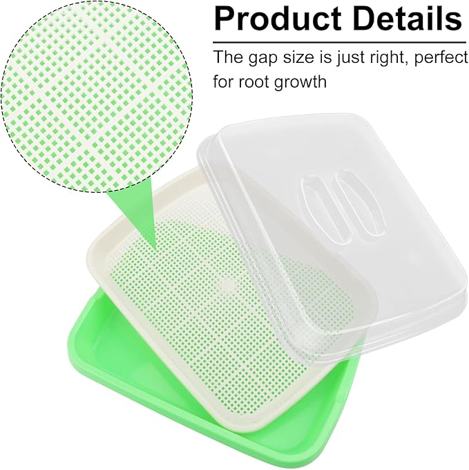 10 Pack 12.6 x 10 x 4.8 inch Microgreens Growing Trays with Lids, BPA-Free Sprouting Trays, Germination Tray for Beans, Wheatgrass & Microgreens, Home, Kitchen & Garden