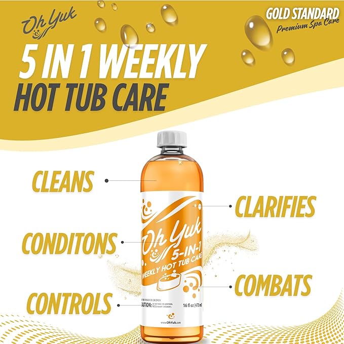 Oh Yuk 5 in 1 Weekly Hot Tub Chemicals - Hot Tub Clarifier, Cleaner & Water Conditioner - Helps Reduce Cloudiness, Support Water Balance & Combat Buildup - 2 Pack