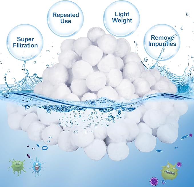 3.1 lbs Pool Filter Balls for Sand Filter Pump, Reusable Efficient Pool Filter Media Balls for Swimming Pool Sand Pump, Replace 100 lbs Pool Filter Sand, Lasts for Several Seasons