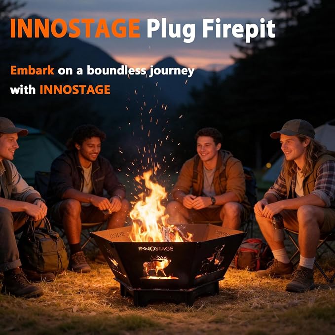 Fire Pit for Camping- Collapsible Firepit for Patio Outside (Large)