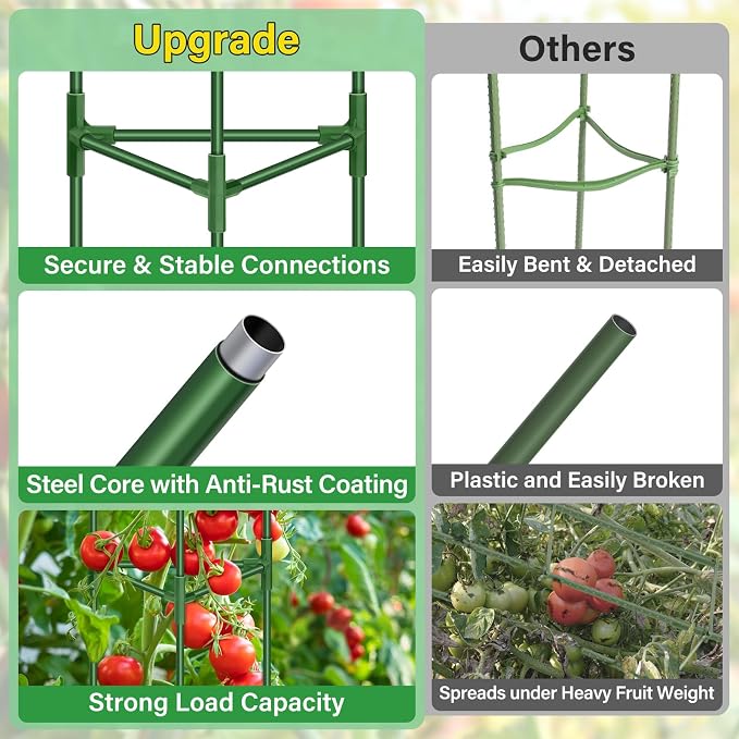 Legigo 2 Pack 57 Inch Tomato Cage for Garden, Heavy-Duty Tomato Trellis Plant Support Stakes, Adjustable Garden Trellis Plant Cage for Climbing Plants Peppers Outdoor Raised Garden Bed and Vegetables